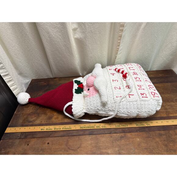 Handmade Crocheted Santa Countdown Advent Calendar Pillow Christmas Décor - Picture 10 of 11